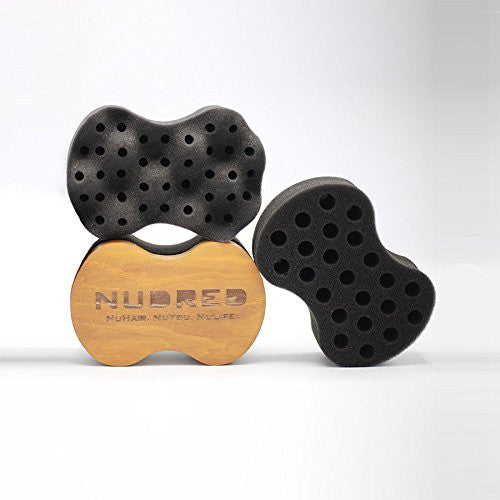 Curl Sponge - Nudred Wooden Interchangeable Sponges Unit for Coils, Curls, and Twists - Natural Hair Twist Sponge Brush