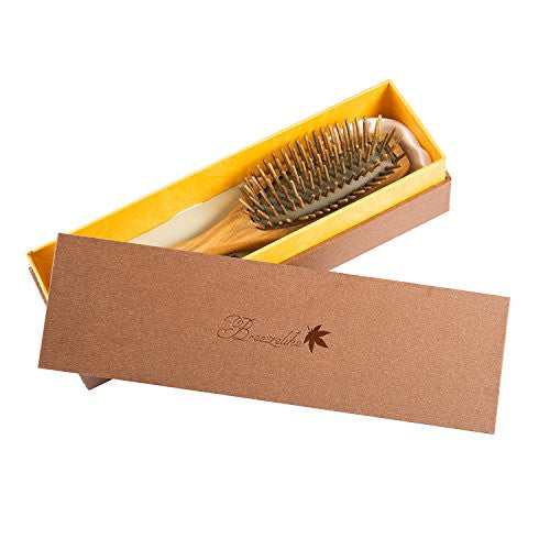 Breezelike Sandalwood Hair Brush - Wooden Natural Detangler - Handmade Pro Detangling Massage Brush