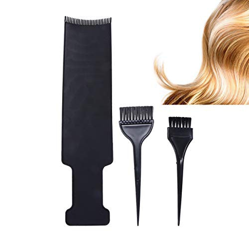 Lurrose 3pcs Long Highlighting Board and Brush Kit Hair Coloring Comb Hairdressing Pick Color Balayage Board for Dyeing