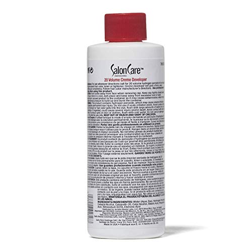 Salon Care 20 Volume Creme Developer, Uniform Lift, Easy to Handle Cream Consistency, Stabilized Formula, 4 Ounce