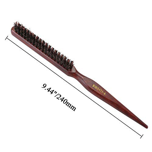 CCbeauty Teasing Brosse à cheveux en poils de sanglier pour femme Queue en bois Crêpage Brosses Teaser Lissage et coiffage Peigne à cheveux fins 2 pièces