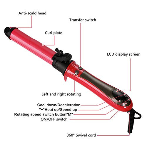 2 in 1 Hair Straightener and Curler Hair Curling Iron 1 to 1.2 Inch Spinning Hair Wand with Automatic Rotation for All Hiar Type Ceramic Flat Iron Auto Rotating Spiral Valentines Day Gifts for Women