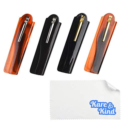Kare &amp; Kind Peigne de poche pliable pour homme – 4 peignes à dents fines (2 marron et 2 noirs) – Pour coiffer les cheveux, la moustache, la barbe – Toilettage pour homme – Cadeau idéal