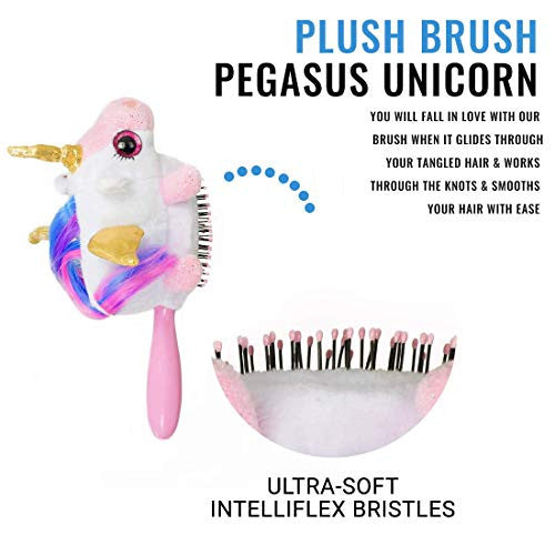 Wet Brush Plush Kid's Detangler (Pegasus Unicorn) with Soft IntelliFlex Bristles for All Hair Types, Multicolor