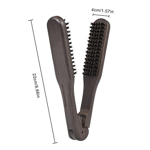 Anself Hair Straightening Comb Double Sided Brush Clamp Straightener Natural Fibres (02#)