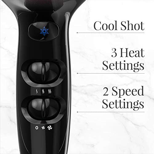 雷明顿 D5950 终极顺滑吹风机，3 种热力 + 2 种速度设置 + 冷风，黑色/紫色