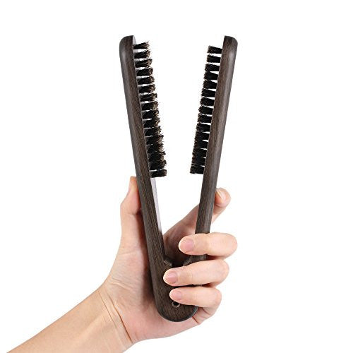 Anself Hair Straightening Comb Double Sided Brush Clamp Straightener Natural Fibres (02#)