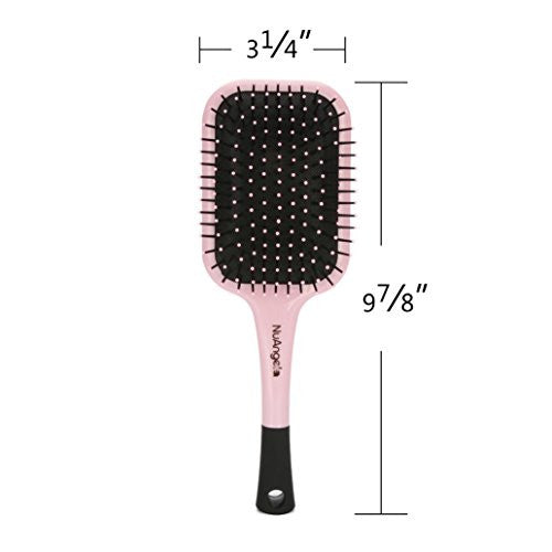 NuAngela Cushioned Paddle Hair Brush (Pink)