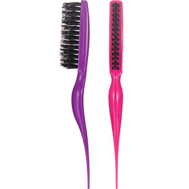 Frienda 2 Pieces Boar Bristle Brush Salon Comb Hair Teasing Brush (Fuchsia and Purple)