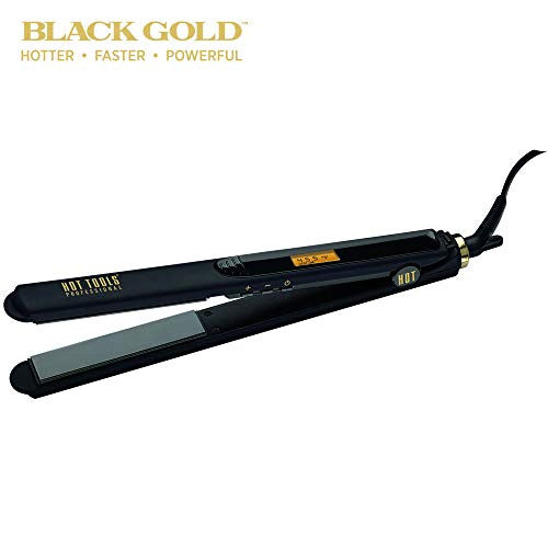 Hot tools flat outlet iron black gold