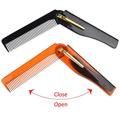 Kare &amp; Kind Peigne de poche pliable pour homme – 4 peignes à dents fines (2 marron et 2 noirs) – Pour coiffer les cheveux, la moustache, la barbe – Toilettage pour homme – Cadeau idéal