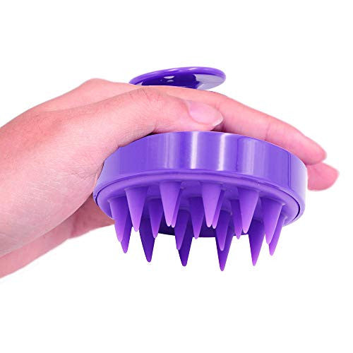 UuhairB 头皮按摩器，干湿洗发刷，手动头皮按摩刷，带柔软硅胶发刷，适用于女士、男士和宠物 - 紫色