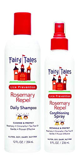 Fairy Tales Rosemary Repel Daily Kids Shampoo- Lice Shampoo for Kids (12 Fl Oz) & Conditioning Lice Spray (8 Fl Oz) Duo for Lice Prevention