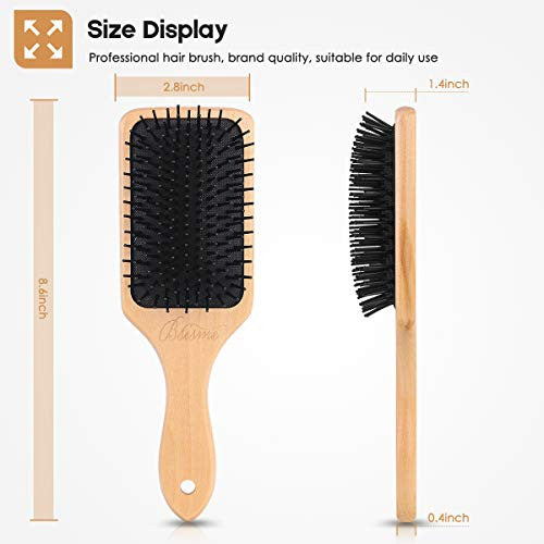 Brosse à cheveux - Brosse à cheveux pour femmes/hommes, cheveux épais, longs, bouclés, secs, mouillés ou abîmés, brosse à manche en bois naturel pour ajouter de la brillance et améliorer la texture des cheveux