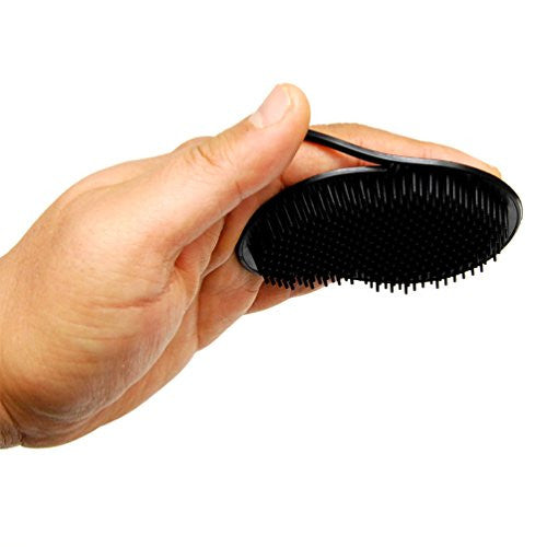 Luxxii (4 Pack) Hair Scalp Massage Shampoo Palm Brush Massager with 5" Favorict Pocket Comb (Black Color)