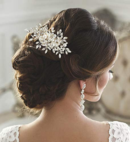 Pivoines et dentelle Peigne à cheveux de mariée élégant | Casque de mariage | Accessoires à pince à épingle avec strass en cristal et perles pour femmes