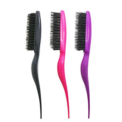 FRCOLOR Boar Bristle Brush Salon Comb Hair Teasing Brush for Hair Salon 1PCS (Random Color)