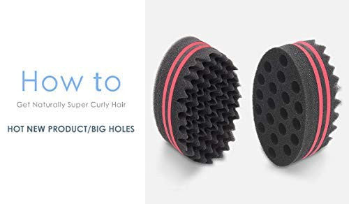 HALLO – brosse à cheveux de barbier à gros trous, éponge pour dreadlocks, torsion de verrouillage, boucles Afro, outil de soins capillaires ondulés (1 paquet)