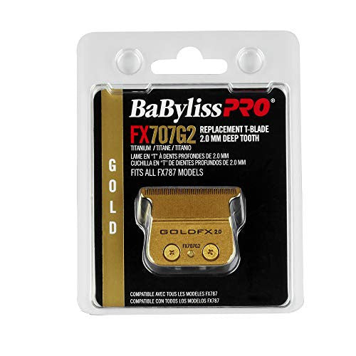 BaBylissPRO Barberology Deep Tooth Trimmer Replacement Blade for Outlining Hair Trimmers (FX707G2), Gold