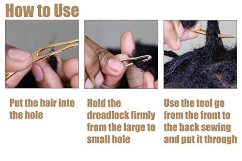 2PCS Dreadlocks Tools | Interlocking Tool For Locs | Hair Pulling Extension Crochet Hook Needle Tools | Easylocks Hair Tool For Dreadlocks, Interlocks Or Sisterlocks (Gold)