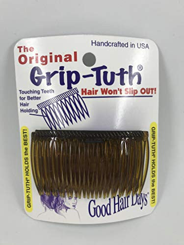 Good Hair Days Grip Tuth Combs 40405 Set of 2, Tortoise Shell Color 2 3/4" Wide