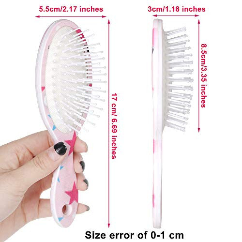 4 Pieces Unicorn Hair brush Detangler Brush with Soft Flexible Bristles Anti-static Massage Comb Hair Brush for Women Girls Curly Straight Long or Short Hair