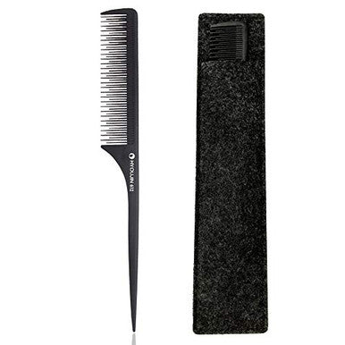 HYOUJIN 612 Black Carbon Triple Teasing Comb,Rat tail Comb,100% Anti-Static, 230℃ Heat Resistant,Triple Teeth Tail Comb for Salon/Barber Sectioning and Styling-Perfect Lifting Fluffing