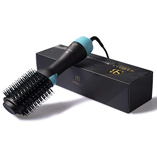 Brosse à air chaud, sèche-cheveux et styler en une étape, sèche-cheveux électrique à ions négatifs 3 en 1, bigoudi et lisseur en un (ovale)