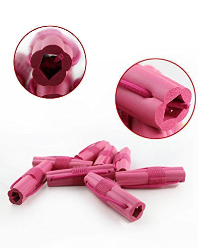 Oruuum Spongy curler, Flower shaped, Tube that curls the hair, Self adhesive curling tools, Curly lace, Flexible Foam Sponge Hair Rollers, 8 pcs of Red.