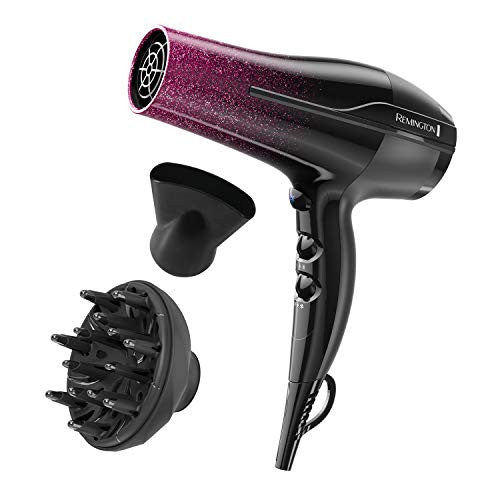 REMINGTON D5950 Ultimate Smooth Dryer, 3 Heat + 2 Speed Settings + Cool Shot, Black/Purple