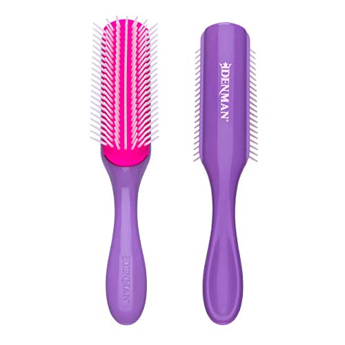 Denman Curly Hair Brush D3 (African Violet) 7 Row Styling Brush for Detangling, Separating, Shaping and Defining Curls - For Women and Men