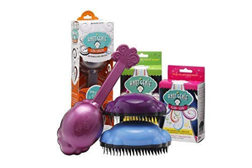Knot Genie Supreme Detangling Hair Brush for Kids (Pop of Pink) | Perfect Detangling Brush for Curly Hair, Gently Separate Tangles, Leaves Hair Smooth and Shiny | The Pain Free Knot Detangler