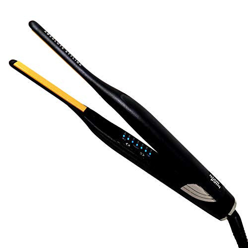 GlamPalm Stiletto Thin Flat Iron Ceramic Hair Straightener, 0.3 Inch Plates + Heat Resistant Cap and Professional Tail Comb