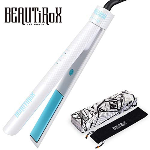 BEAUTIROX Flat Hair Iron with Anti-Static Technology and Temperature Controls for Straightening and Curls,White