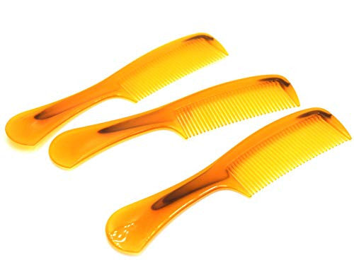 LBY 5-Pack 16 cm(6.3'') Hair Combs, Round Handle Comb Hair Care Comb,Round Comb,Care Handgrip Comb-Best Styling Comb for Long Hair,Plastic Yellow