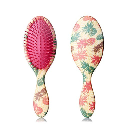 Ensemble de brosses à cheveux démêlantes professionnelles et peigne à cheveux, matériaux respectueux de l'environnement, brosse à lisser les cheveux en forme d'ananas mignon (taille moyenne)