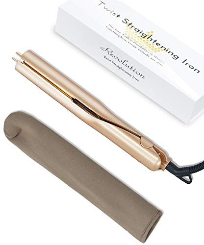 Hair Straightener 2-in-1 Twist Straightening Curling Iron 1inch Titanium-Plated 4 Temperature Settings 284-428°F 110-240V Case Gold