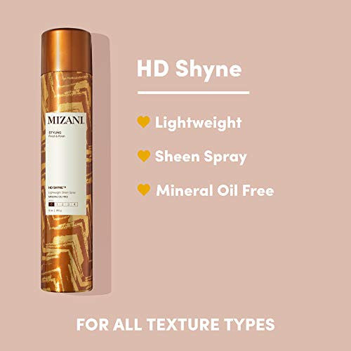 MIZANI Styling HD Shyne Lightweight Sheen Spray | Provides Softness | Mineral Oil Free | For Curly Hair | 9 Oz.