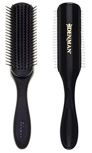 Denman Original Styler, 7 Row for Detangling, Blow-drying, Styling & Smoothing the Hair, All Black D3