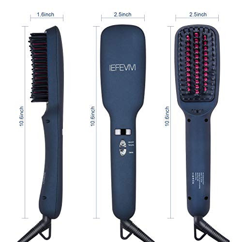 IEFEVIVI Hair Straightener Brush Lonic-2-in-1 Straightening Brush Iron with Anti-Scald Feature, Auto Temperature Lock and Auto-off Function MCH hair straightener Ceramic Technology