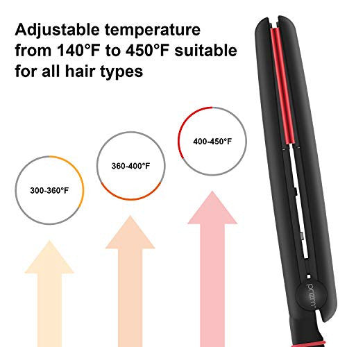 Prizm 2 in 1 Hair Straightener and Curler (1”), Professional Ceramic Tourmaline Styling Tool with Nano Ions, Dual Voltage & Adjustable Temperatures Up to 450°F