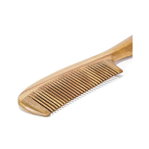 BEINY Natural Green Sandalwood Comb - Anti Static Wooden Hair Comb with Thickening Round Handle for Hair Health
