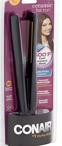 Conair Instant Heat Ceramic Flat Iron, 1 Inch, Black