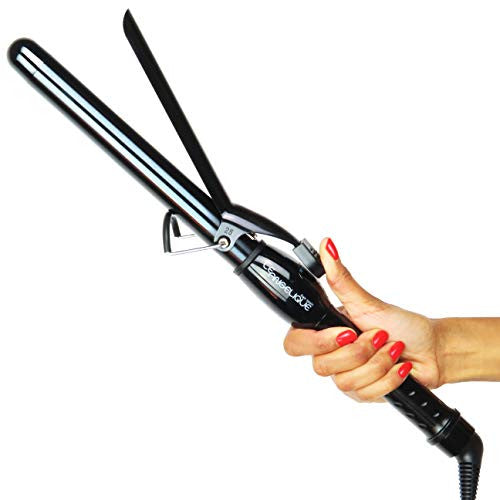 Le Angelique 1 Inch Curling Iron with Clip - Professional 8" Extra Large Barrel for Big Long Hair | 25mm Ceramic Curler Wand | Adjustable Temperature | Dual Voltage