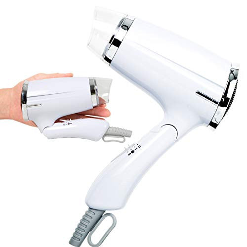 Compact Hair Dryer Travel Hair Blow Dryer Folding Hair Dryer 3 Heat Settings Lightweight Blow Dryer Small 8x7inch (Small Folding 6.5x4'', White)