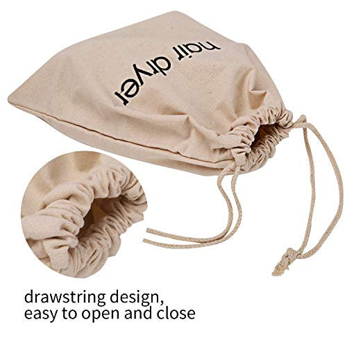 Senkary Hair Dryer Bags Drawstring Hairdryer Travel Bag Cotton Hair Dryer Storage Bag, 11.8 Inch by 13.8 Inch (Beige)