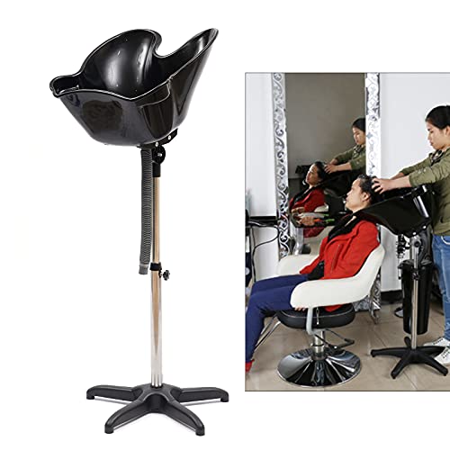 Height Adjustable Portable Salon Deep Shampoo Basin Sink Hair Treatment Bowl with Drain Hose, 37.01-48.03 inch, Hair Treatment Barber Bowl Tool for Home Barber Shop Beauty Salon Spa Equipment