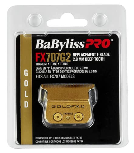 BaBylissPRO Barberology Deep Tooth Trimmer Replacement Blade for Outlining Hair Trimmers (FX707G2), Gold