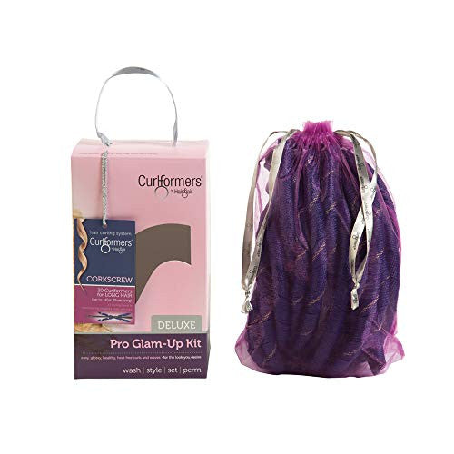 Curlformers Hair Curlers Deluxe Range Corkscrew Curls Glam Up Kit, 20 No Heat Hair Curlers and 1 Styling Hook, for hair up to 14" (35cm) long