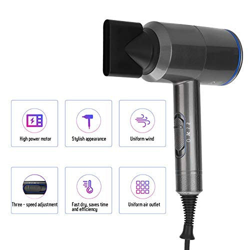 1800W Professional Hair Dryer, 6Types Powerful Constant Temperature Hair Dryer Low Noise with Ionic Conditioning - Powerful, Fast Hairdryer Styling Dryer Hairdryer, 3 Speeds, 2 nozzles(blue)